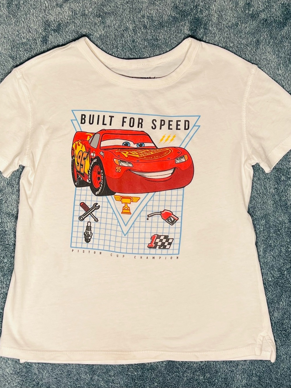 Disney Pixar Cars Lightning McQueen Boys 5T White Racing Graphic T-Shirt